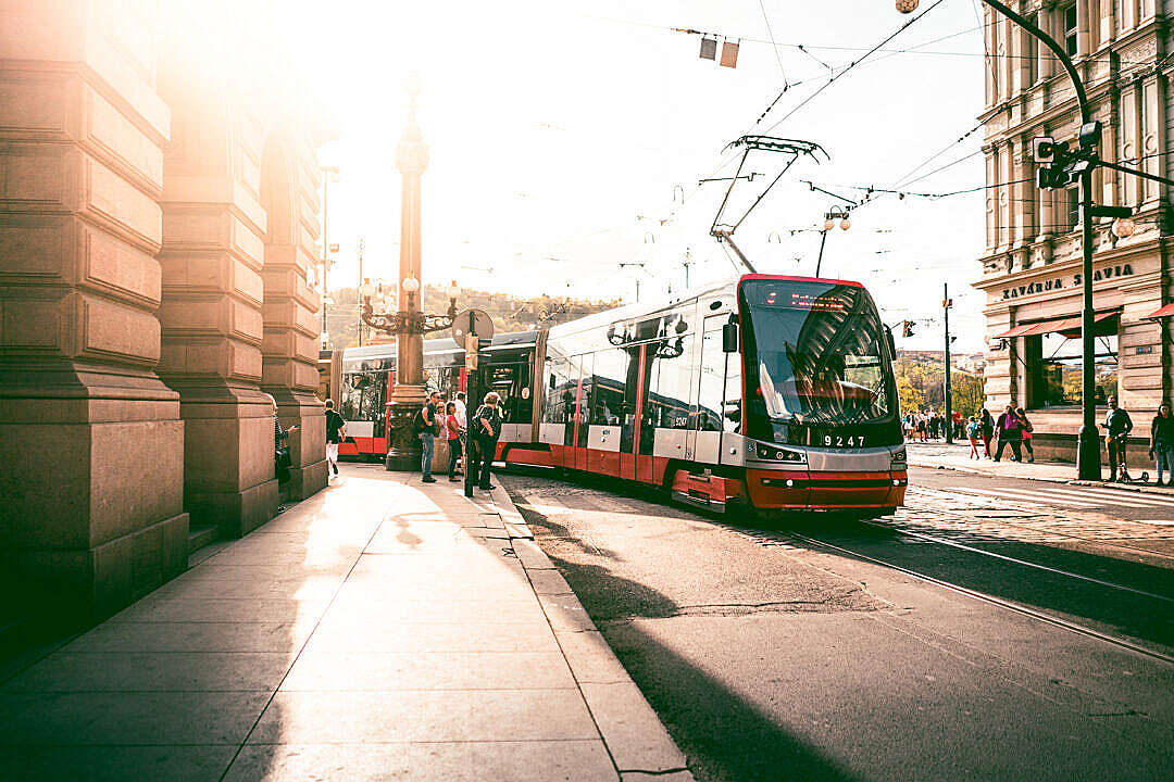 Download Tram in Prague Streets, Czech Republic FREE Stock Photo