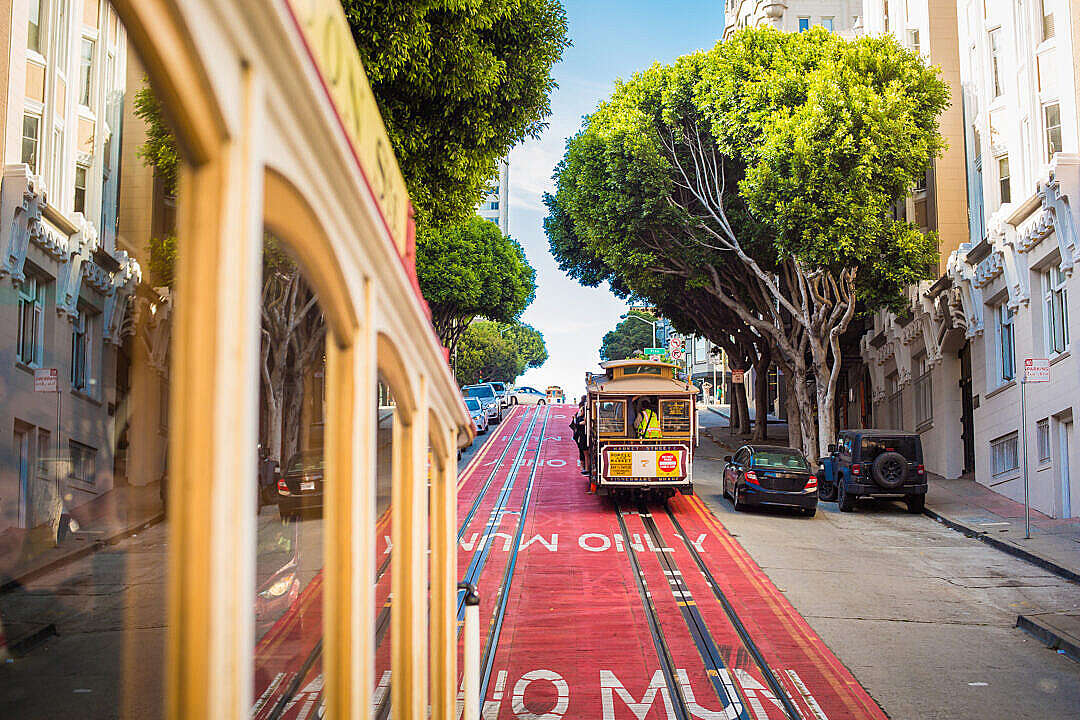 Download Two Iconic MUNI Cable Cars in San Francisco, California FREE Stock Photo