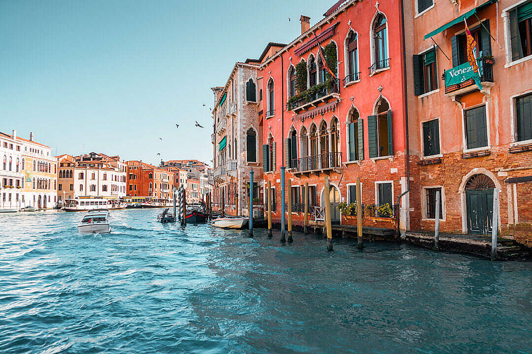 Download Typical Houses on Canal Grande in Venice, Italy FREE Stock Photo