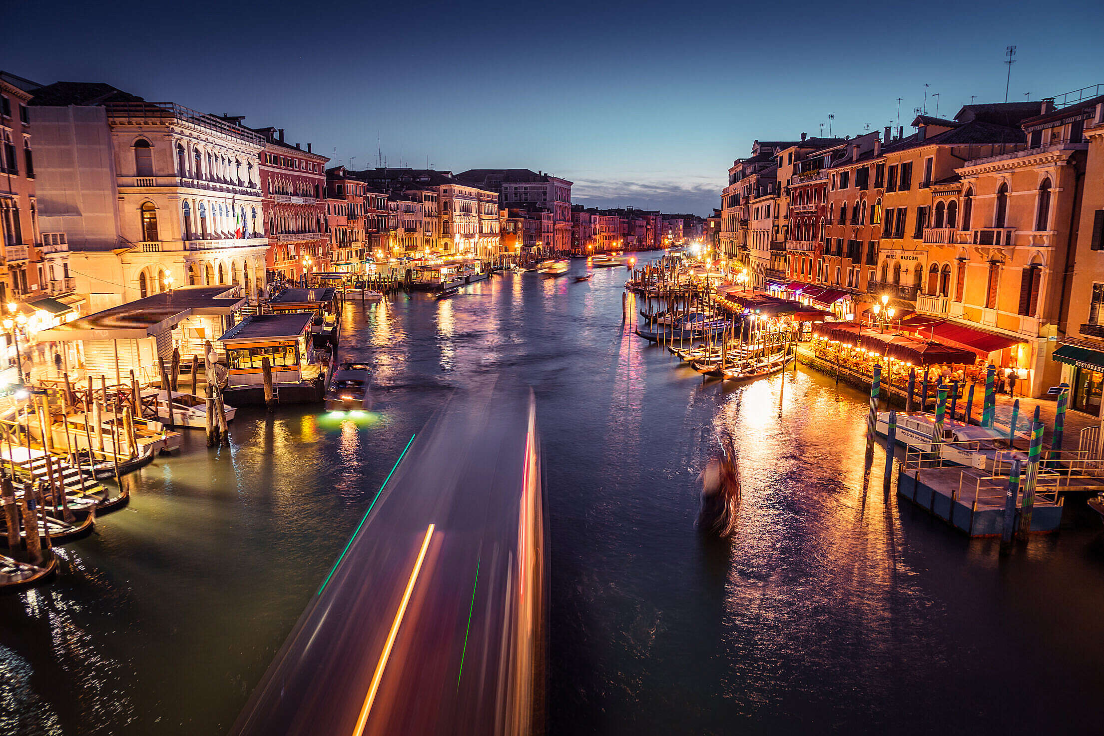 Venice Canal Grande at Night Free Stock Photo | picjumbo