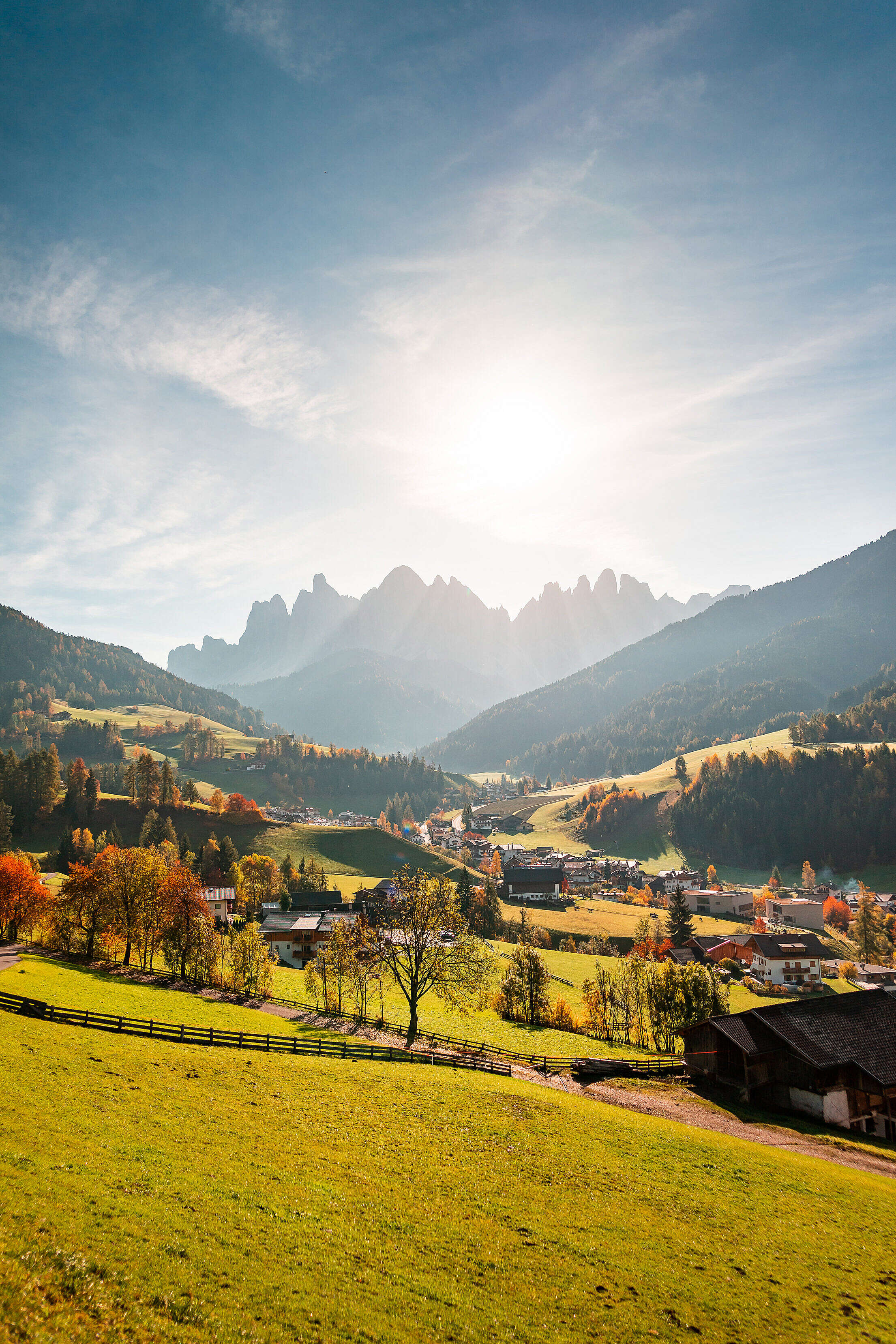 View of Ranui Village, Dolomites Italy Free Stock Photo