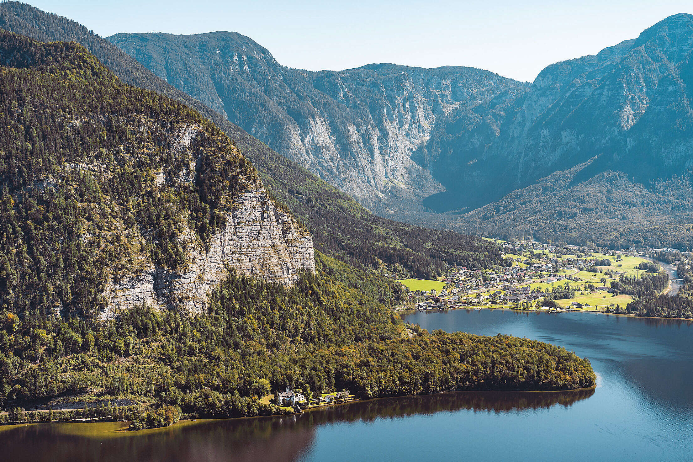 View of the Lake and Mountains Around Hallstatt Free Stock Photo
