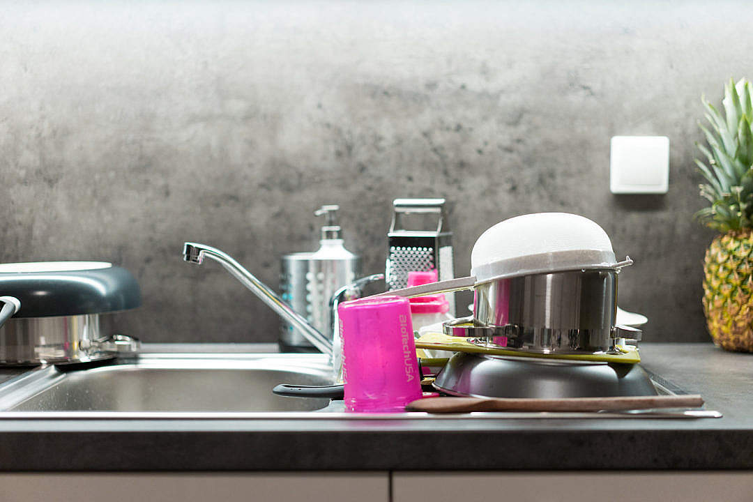 Download Washed Dishes Mess in the Kitchen FREE Stock Photo