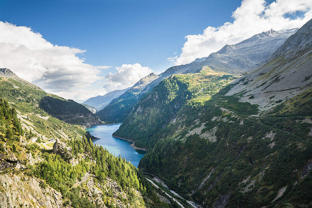 Download Water Reservoir Between Beautiful Mountains FREE Stock Photo