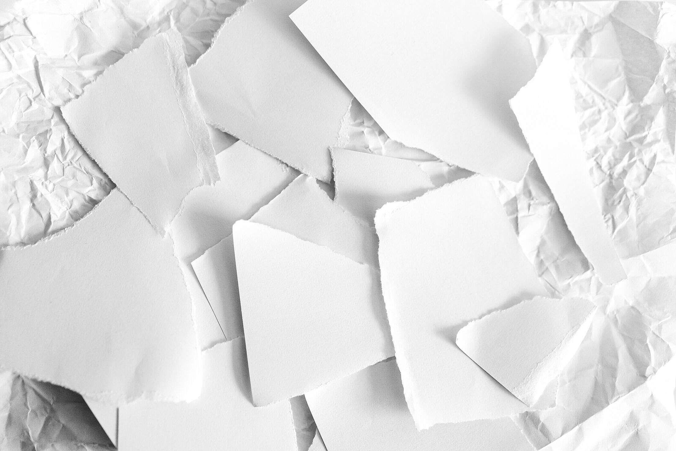 White Crumpled and Torn Paper Free Stock Photo
