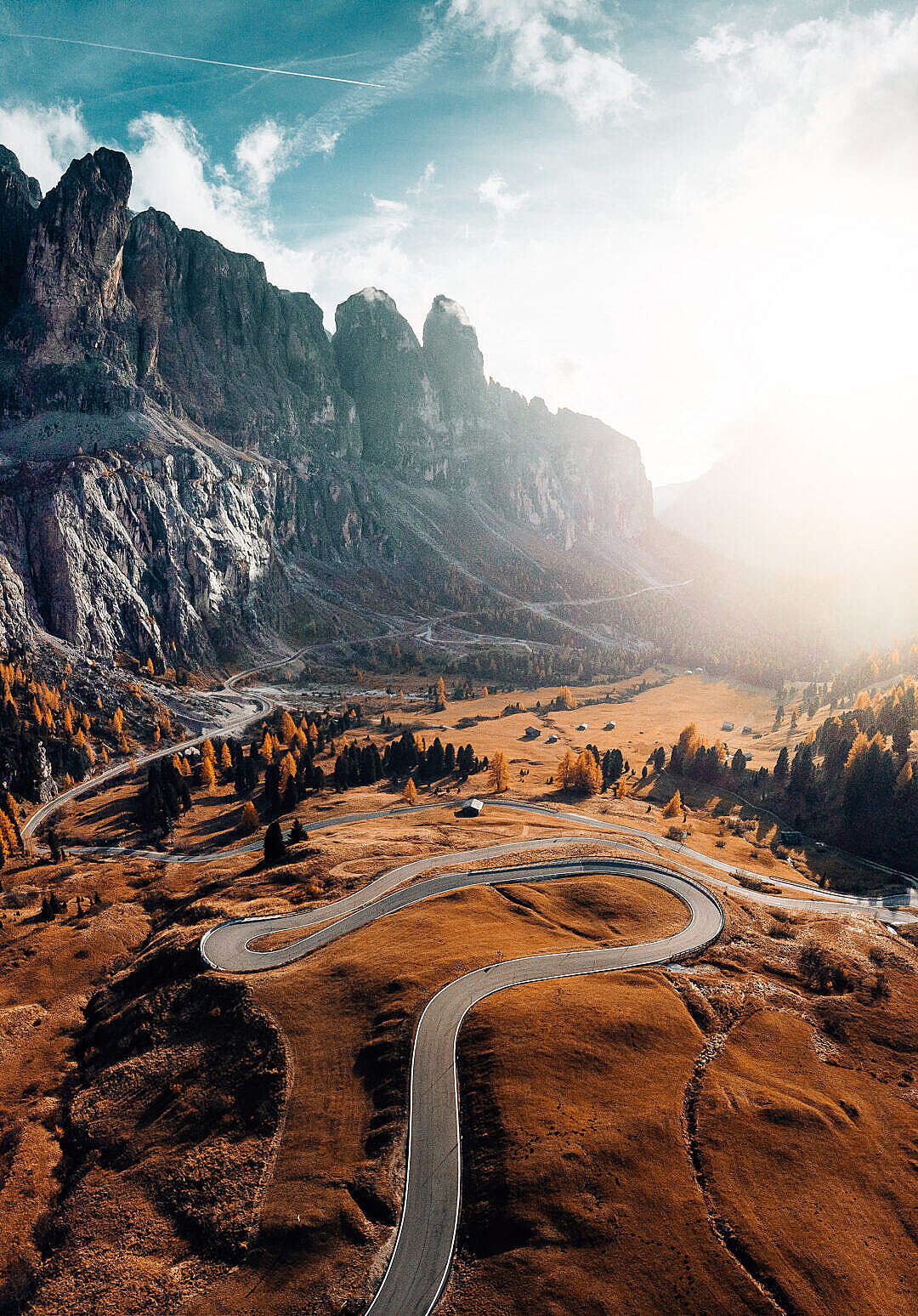 Download Winding Dolomites Roads FREE Stock Photo
