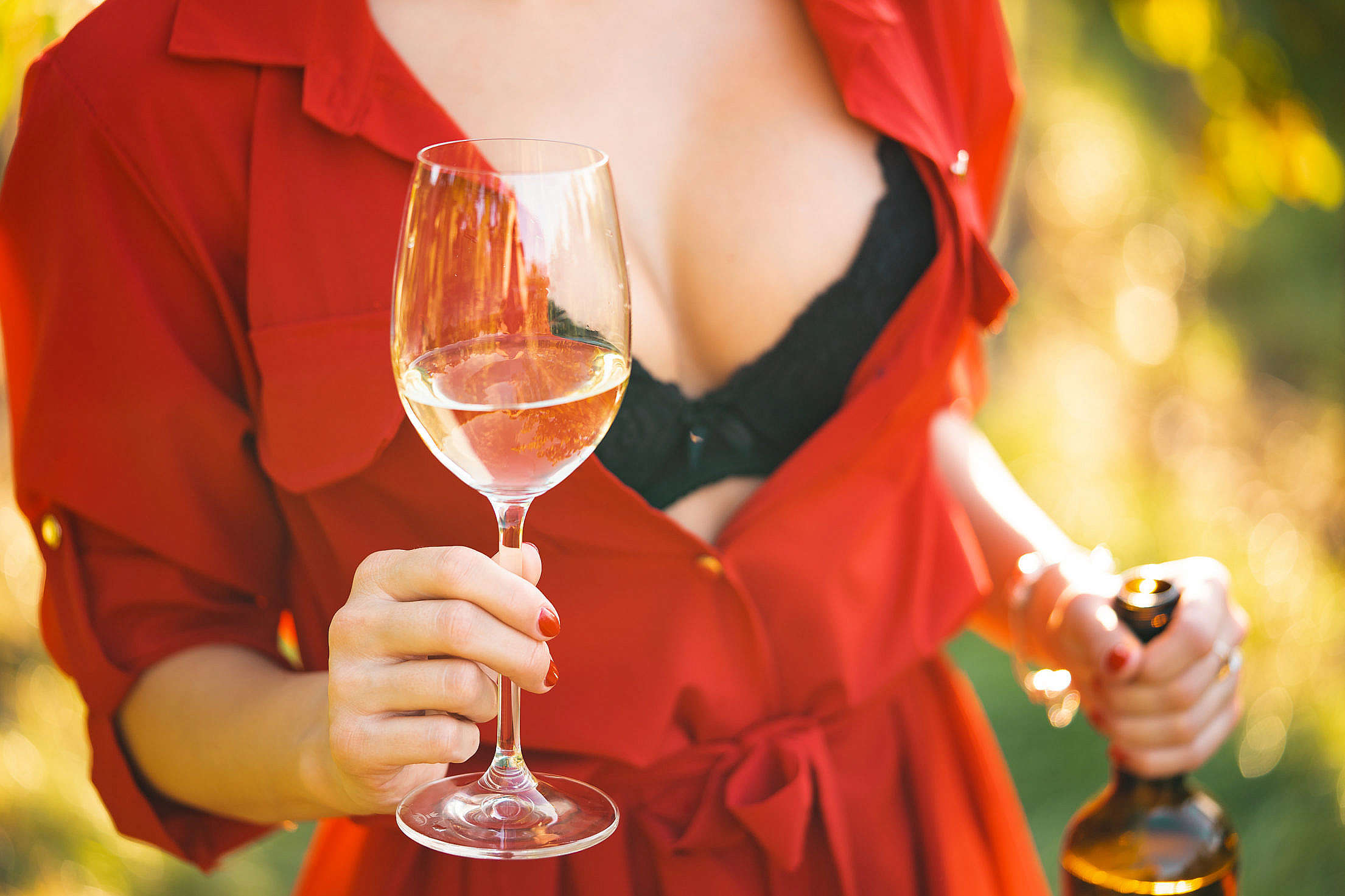 Woman and Wine Free Stock Photo
