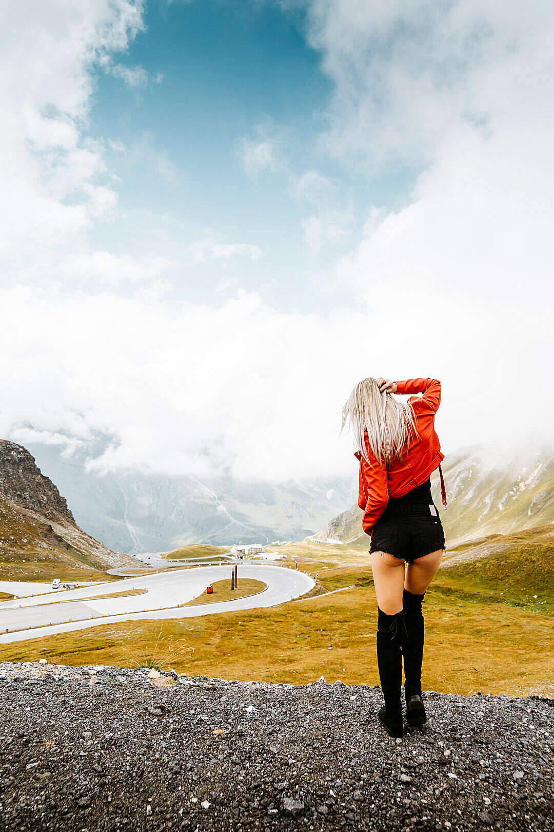 Woman Enjoying Grossglockner High Alpine Road in Austria