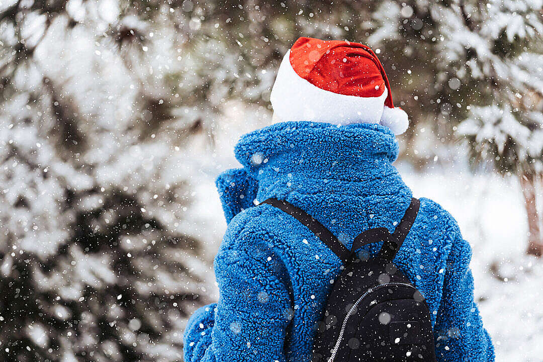 Woman in a Christmas Santa Claus Hat
