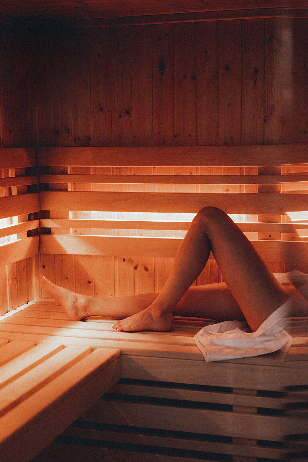 Download Woman Relaxing in Sauna FREE Stock Photo