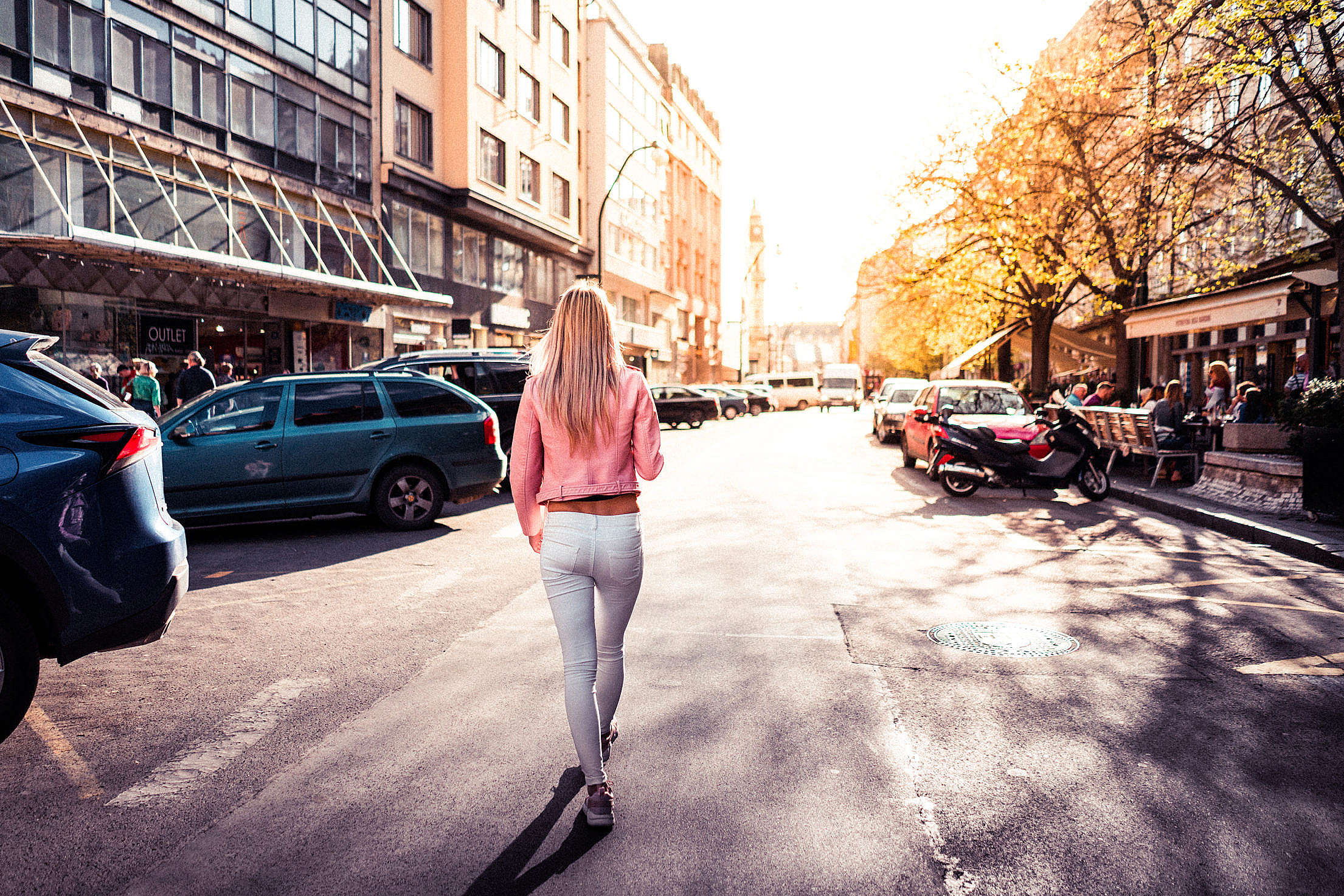 Woman Walking on Prague Street Free Stock Photo