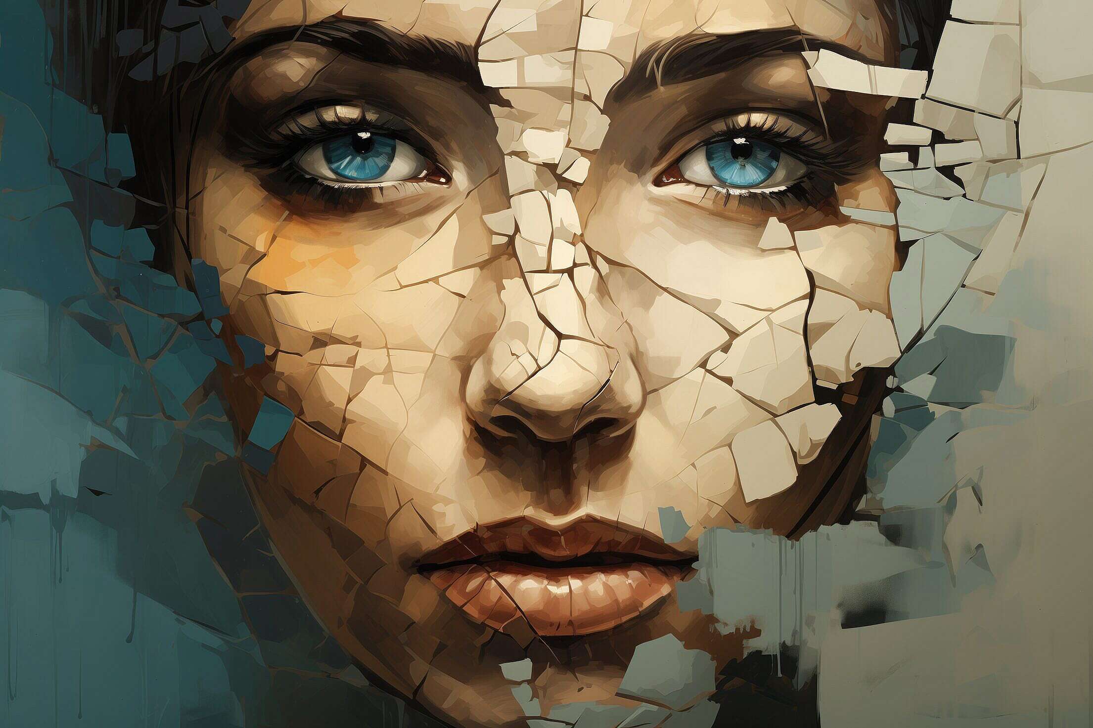 Woman with Blue Eyes Psychology Falling Apart Free Stock Photo | picjumbo