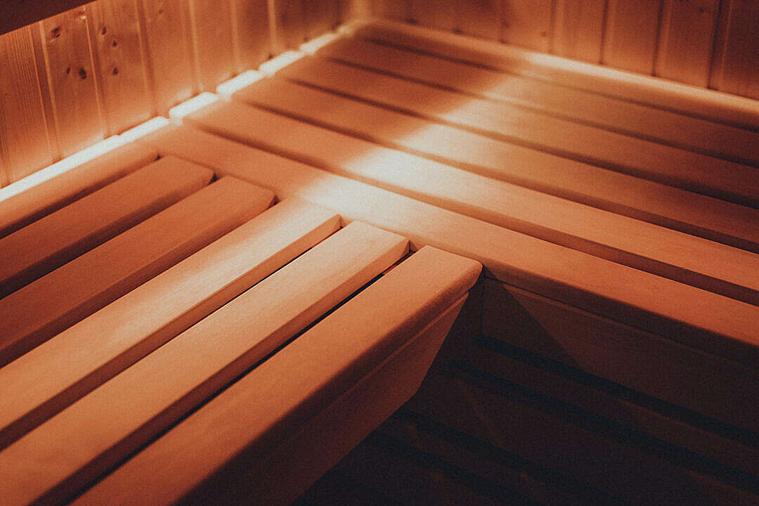 Wooden Bench in Finnish Sauna