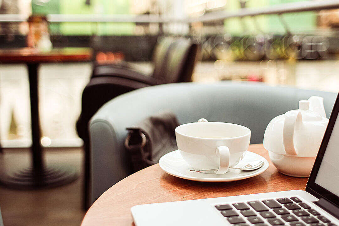 Download Working Remotely from a Cafe FREE Stock Photo