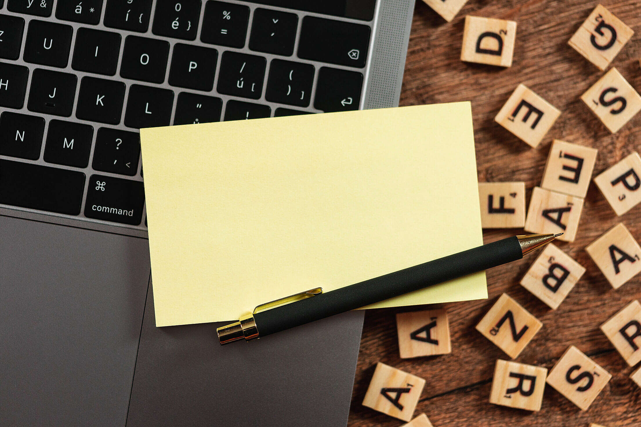 Yellow Sticky Notes and Laptop Free Stock Photo